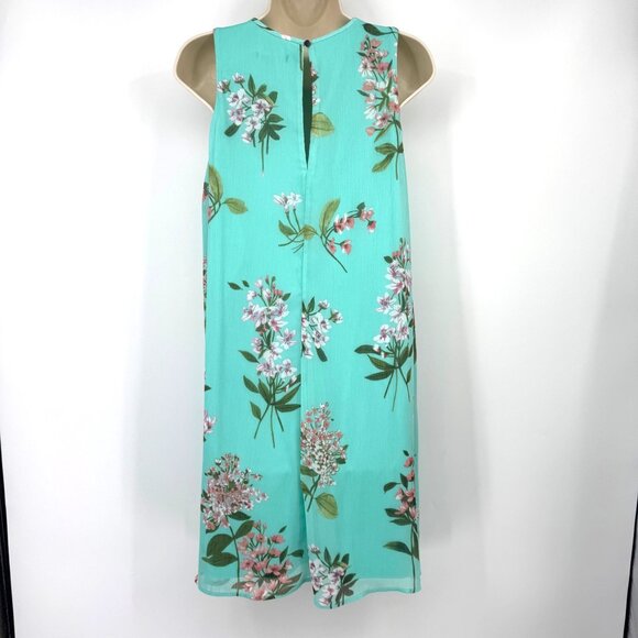 Tommy Hilfiger Womens Size 8 Green Floral Chiffon Dress A Line Sleeveless Lined - Picture 7 of 11